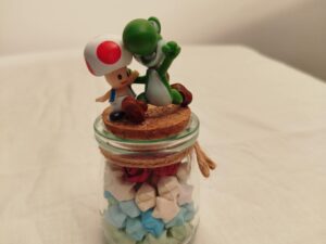 Diorama Tod et  Yoshi fan art sous cloche