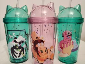 Ensemble  tasse oreille de chat pailletées personnalisée